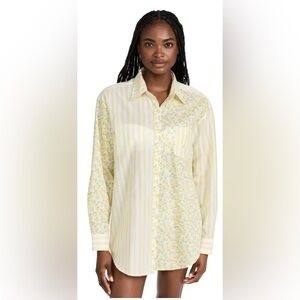 Solid & Stripe Oxford Tunic -Lemonade Stripe- XS- 100% Cotton- Cover-Up $178